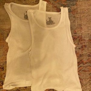Hanes white tanks